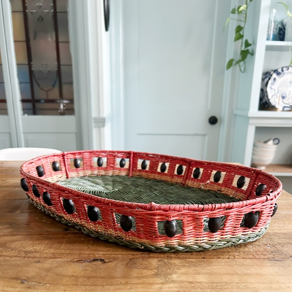 Vintage Watermelon Woven Tray